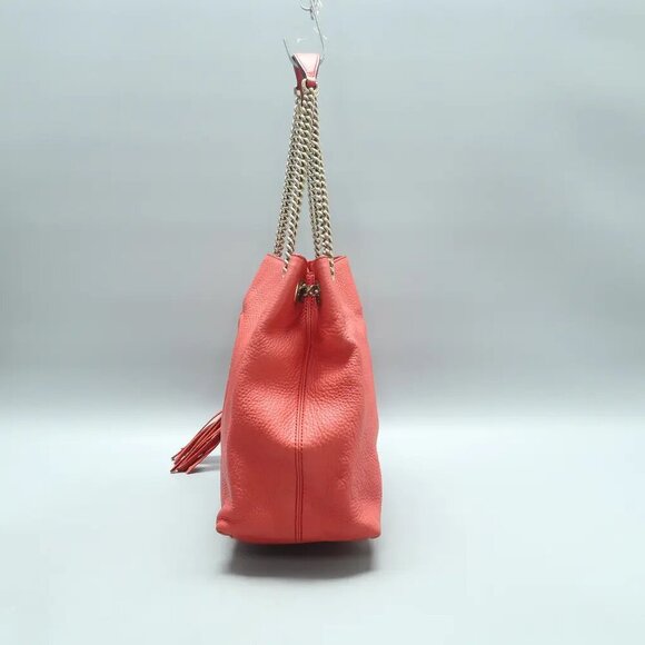 GUCCI Soho Chain Watermelon Red  Leather Shoulder Bag 760-122224 - Picture 3 of 12